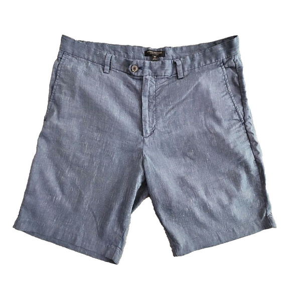 Banana Republic Aiden Shorts Men's 36 Blue Twill Linen Blend 9" Inseam EUC - Picture 1 of 13